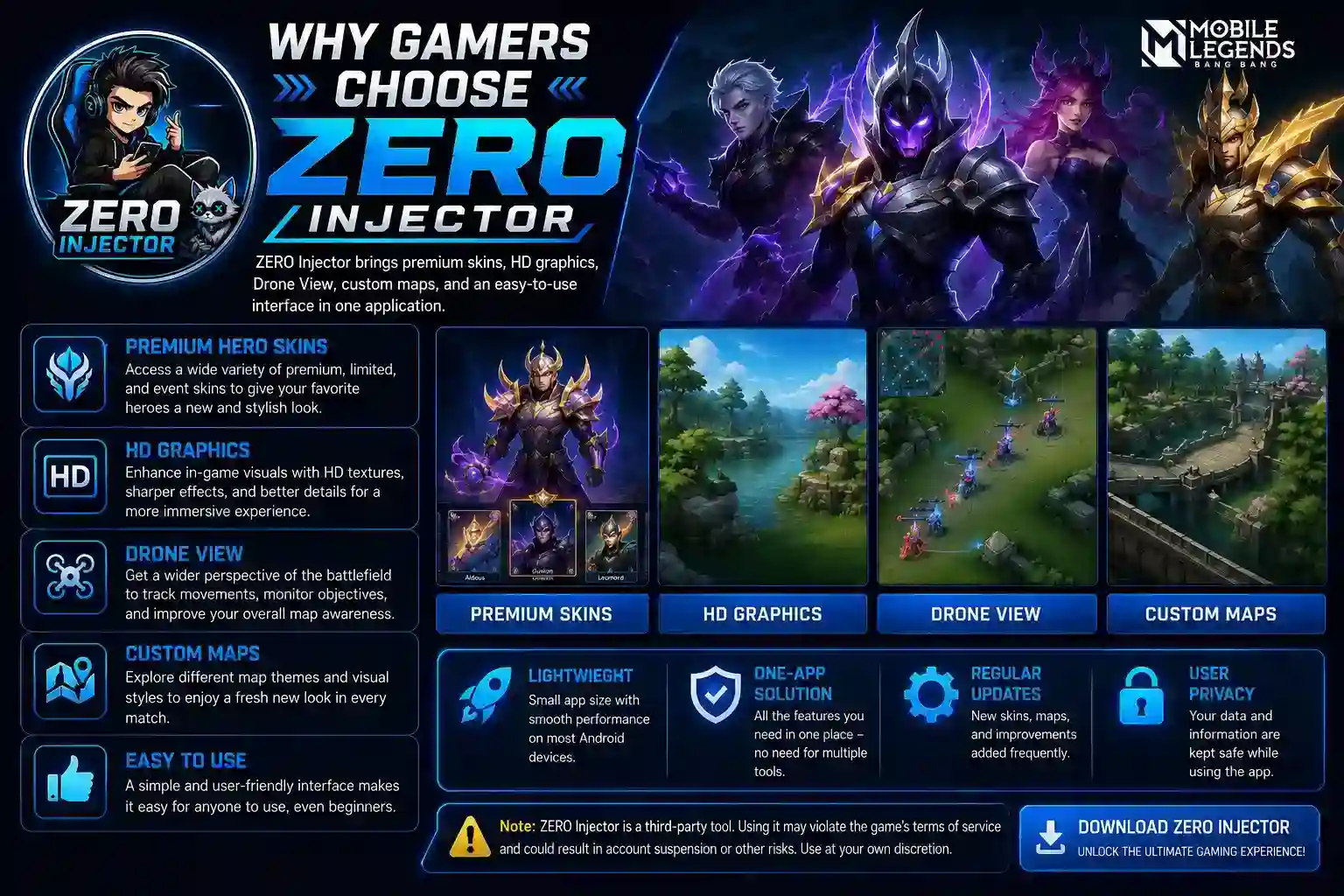 Download ZERO Injector Latest Mod APK 2026 Unlock All Skins 12 Gamers Choose ZERO Injector