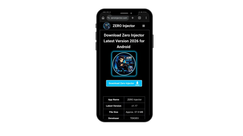Download ZERO Injector Latest Mod APK 2026 Unlock All Skins 6 find the button for downloading ZERO Injector